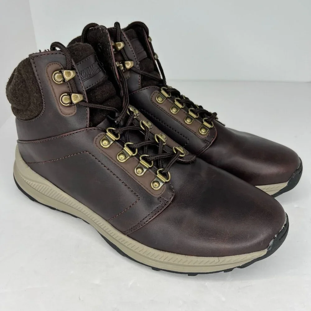 Khombu Mens 1323899 Nick Brown Leather Lace Up Ankle Size 9 M Hiking Boots